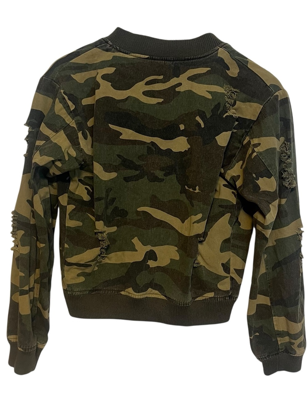 FASHION NOVA Camo Distressed Bomber Jacket - Size XS - - Picture 4 of 15